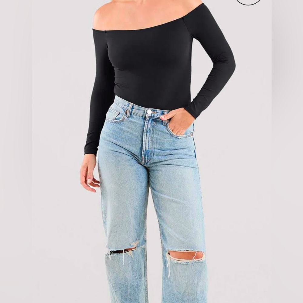 NUUDS Long Sleeve Off The Shoulder Bodysuit XXXL